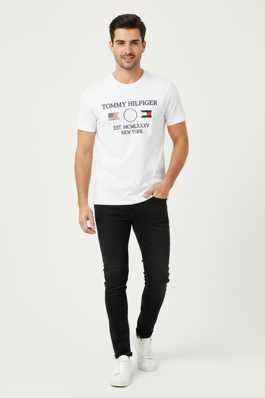 Tommy Hilfiger White Tee Model